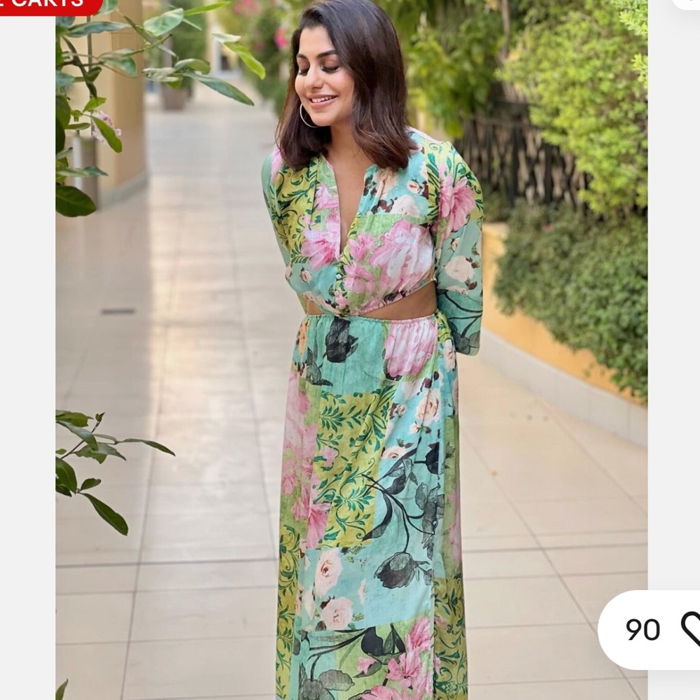ZARA FLORAL PRINT CUT OUT DRESS - Picture 10 of 16